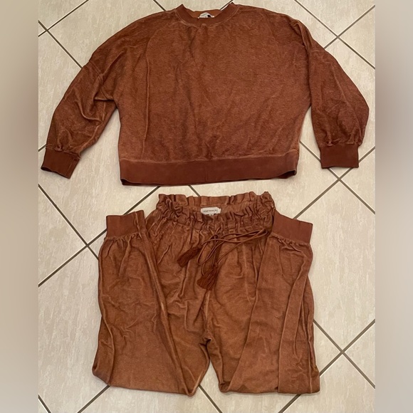 100% Cotton Something Navy Casual Lounge set Copper Medium Bottom Small Top - Picture 9 of 13